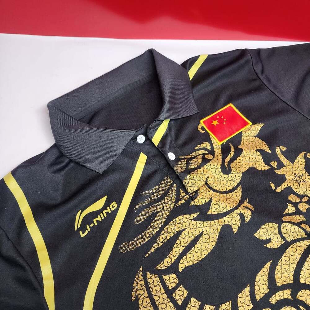 Li-Ning China Olympic Team Polo Shirt Black Gold